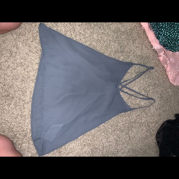 Gray cross back blouse - Picture 1 of 3